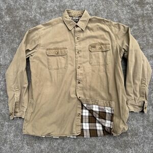 Guide Series Shirt Mens Large Tall Khaki Tan Flannel Lined Button Up Workwear